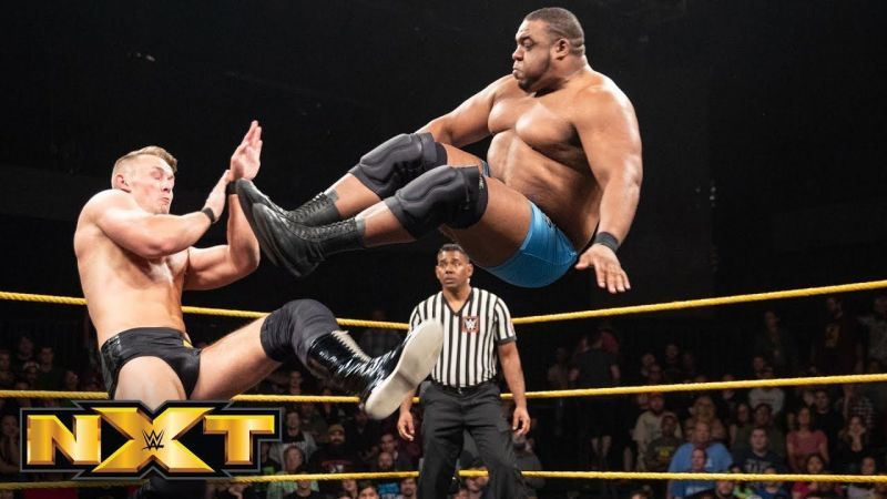 Keith Lee delivers one of his trademark running dropkicks.