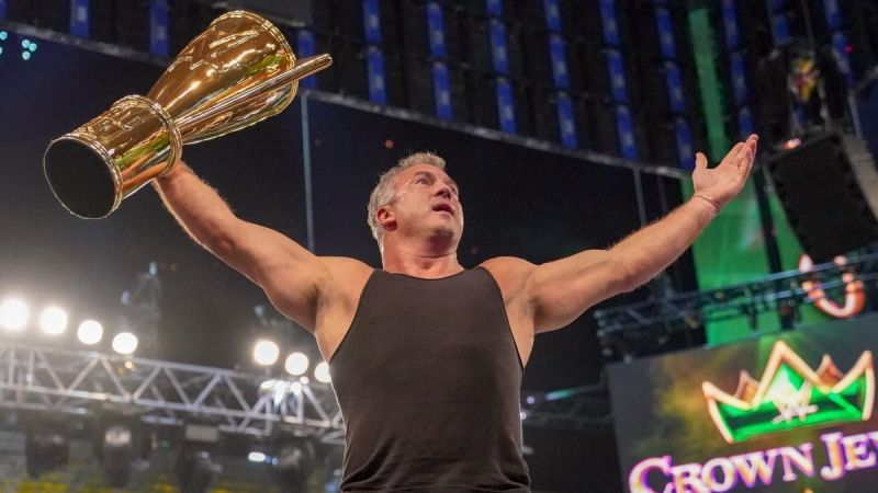 Shane McMahon with the WWE World Cup trophy