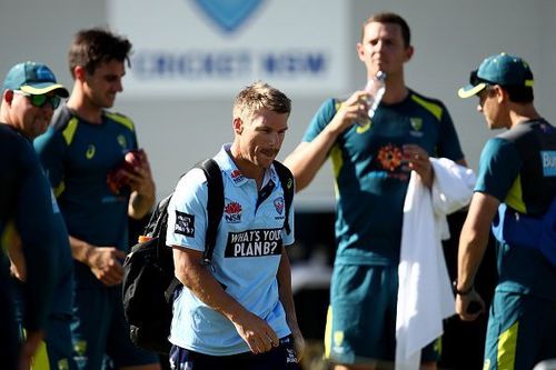 Warner at the Australia net session