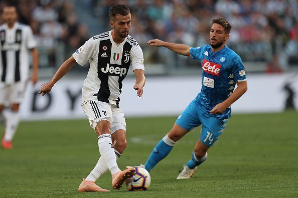 Miralem Pjanic in action against SSC Napoli in Serie A