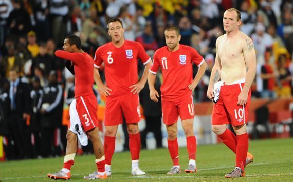 England players are crestfallen after losing to Germany in the 2010 World Cup