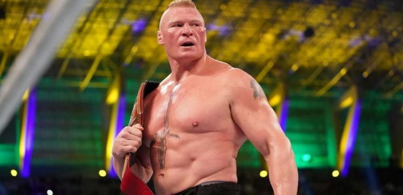 Brock Lesnar winning the WWE Universal Championship at WWE Crown Jewel PPV