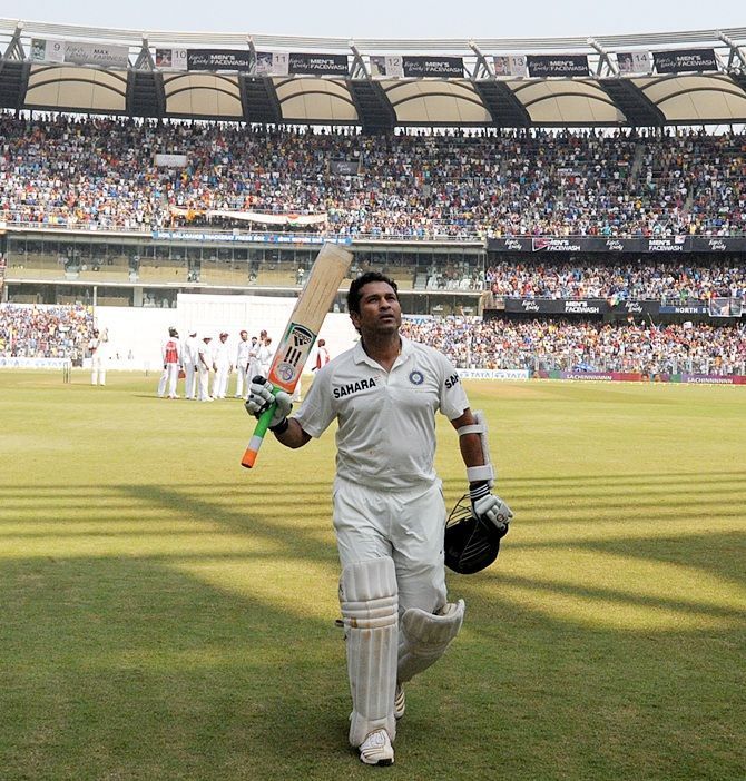 Sachin Tendulkar after being dismissed in his historic 200th test match