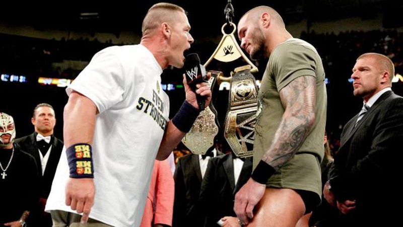 Cena and Orton before their title-unification match