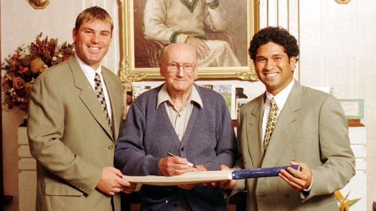 Bradman flanked by Warne and Tendulkar