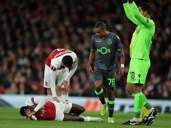 Danny Welbeck suffered a gruesome leg injury