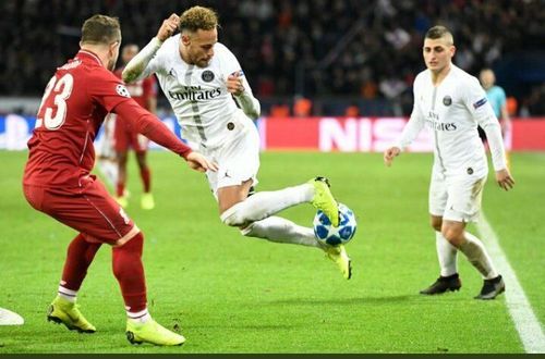 Neymar with a rainbow flick to get past Shaqiri