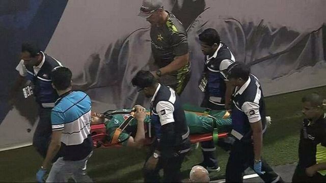 Imam was stretchered away by the ground staff