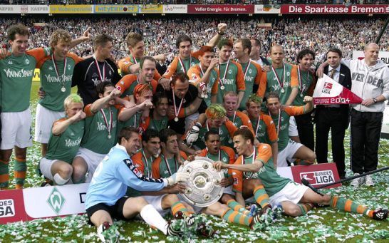 The Champions Werder Bremen with 2003-04 Bundes Liga title.