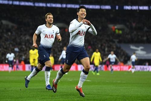 Son Heung-Min after scoring the goal