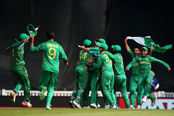 Pakistan celebrate after winning the Champions Trophy