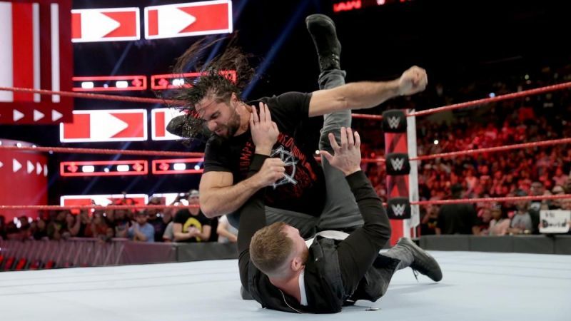 Rollins attacking Ambrose