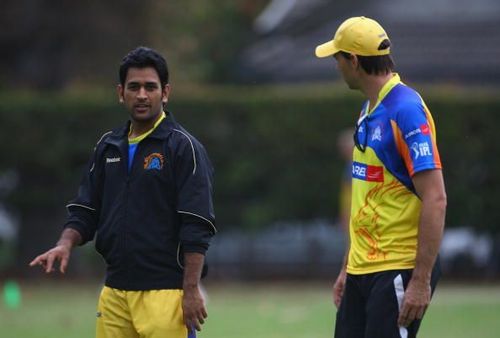 MS Dhoni with Fleming