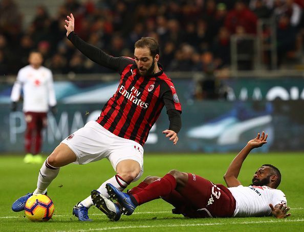 Gonzalo Higuain in action for AC Milan