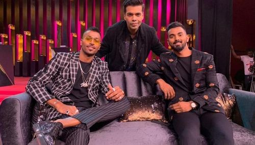 Hardik Pandya, KL Rahul, and Karan Johar