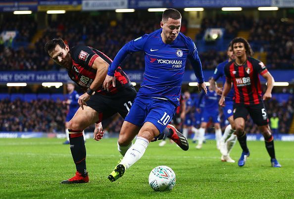 Eden Hazard in action against Bournemouth