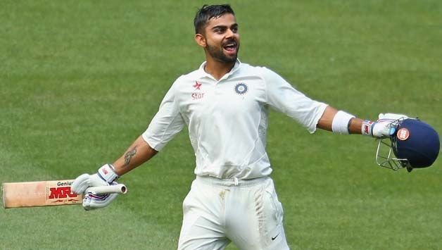 Virat Kohli celebrates after his ton.