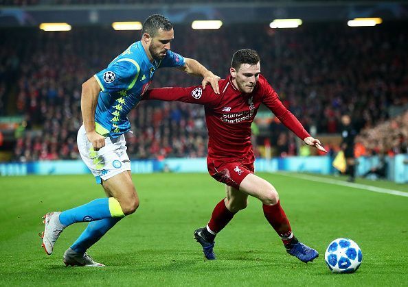 Robertson in action against Napoli in the Champions League