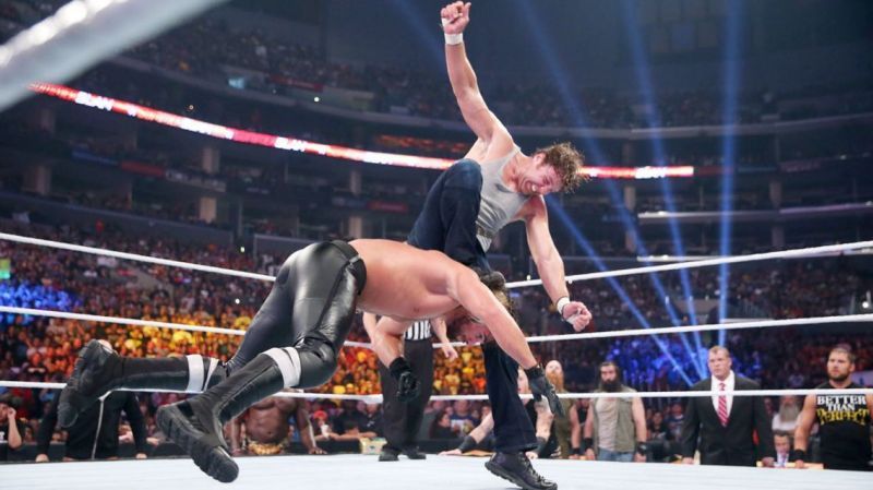 Image result for Seth Rollins curb stomp dean ambrose