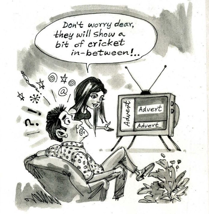 A typical TV cricket viewing experience of a subcontinental cricket fan. Â© Ranjan Mellawa