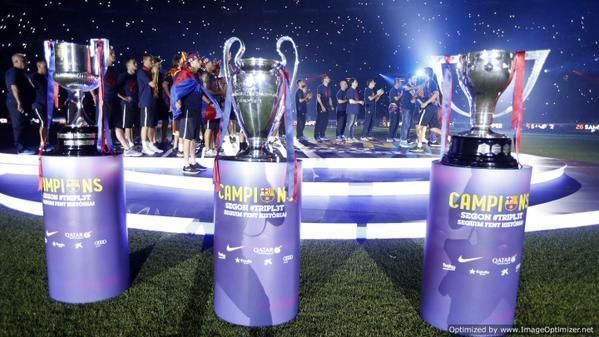 Barcelona won the treble in the 2008/09 and 2014/15 season