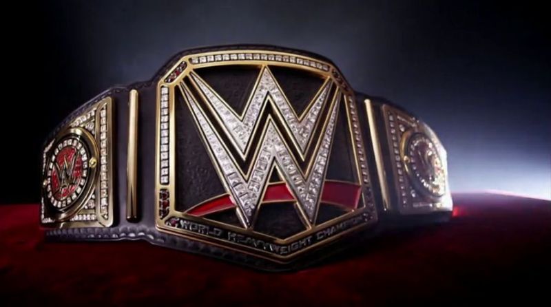 This is the WWE Championship, not a simple leather belt, but covered in jewels