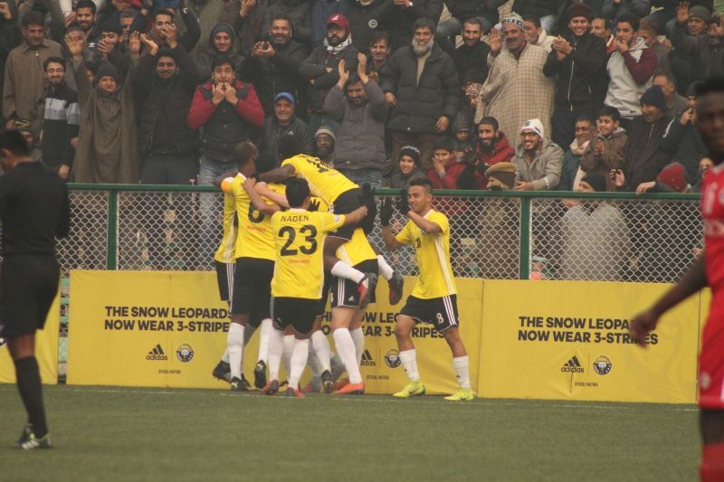 Real Kashmir players celebrate