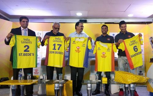 The dignitaries presenting the jerseys