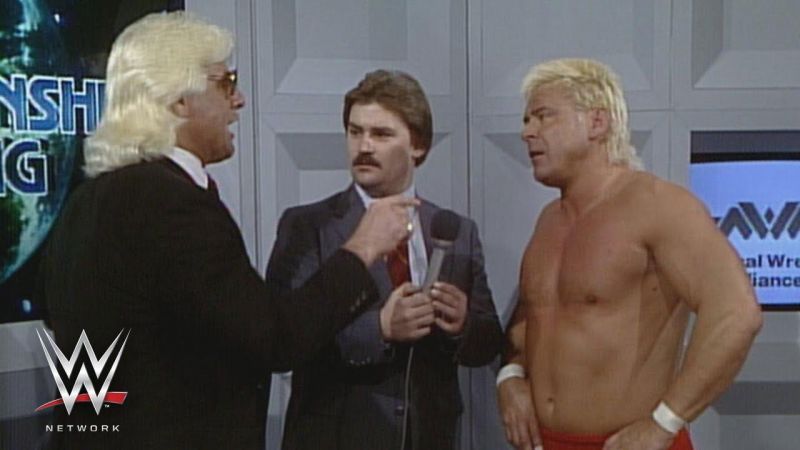 Ron Garvin faces off with Ric Flair.