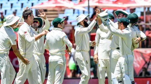 South Africa celebrate against Pakistan