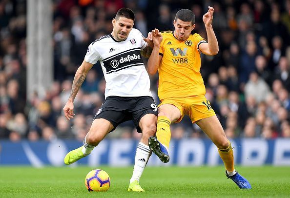 Mitrovic in action for Fulham against Wolves in the Premier League