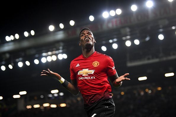 Pogba celebrates after scoring a goal