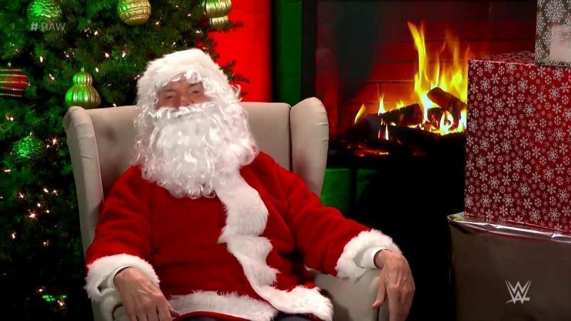 Vince McMahon dressed as a Santa.