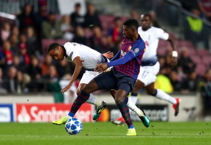 Baptism of fire: Walker-Peters lost possession and was outmuscled in the build-up to Dembele&#039;s goal