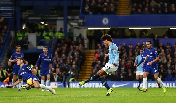 Azpilicueta stopping Leroy Sane from Scoring an almost certain goal