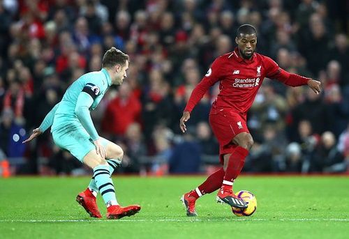 Aaron Ramsey in action against Liverpool