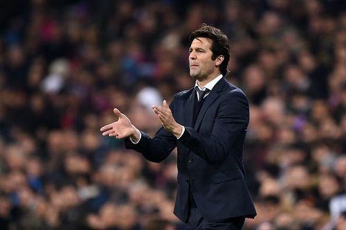 Santiago Solari cheering his Real Madrid players