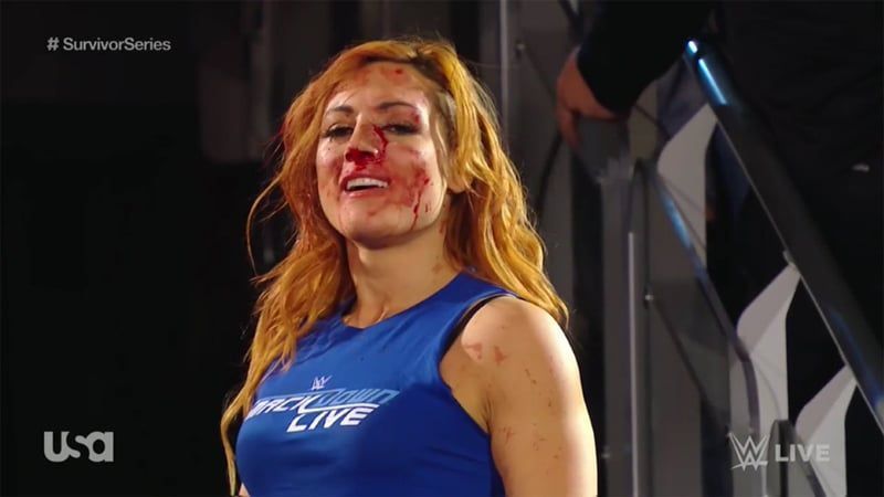 Becky Lynch during the aftermath of Monday Night Raw
