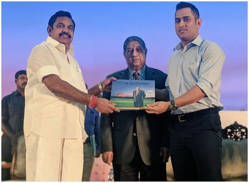 MS Dhoni received the first copy of the book from Tamil Nadu Chief Minister Edappadi K Palaniswami