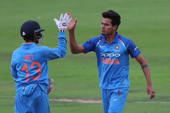 Rahul Chahar (R) in England U19&#039;s v India U19&#039;s