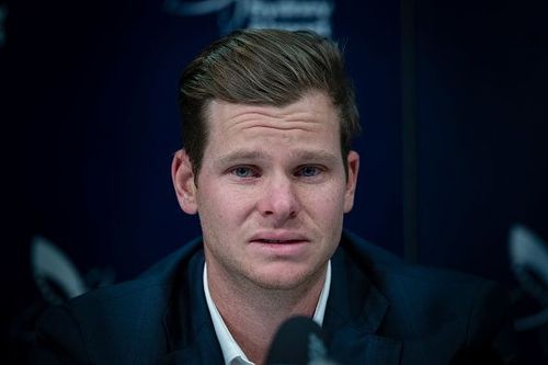 A crest-fallen & guilty on-ban Smith on his arrival to Australia from SA