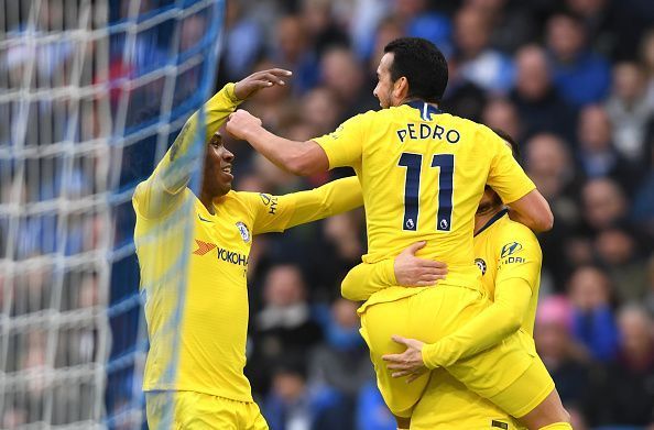 Brighton & Hove Albion v Chelsea FC - Pedro celebrating his goal (Chelsea 1-0 Brighton)