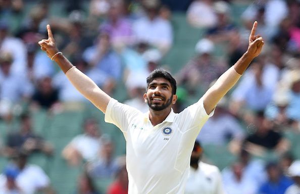 Bumrah celebrates. He is the reason for India's stronghold over this contest.