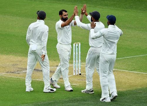 Mohammed Shami picked wickets off consecutive balls to bring an end to the Australian innings