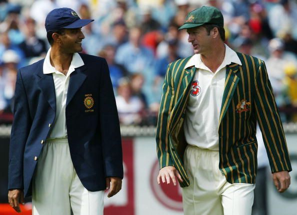 Sourav Ganguly (L) and Steve Waugh