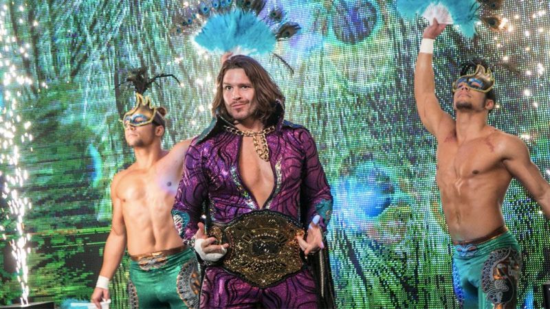 Dalton Castle, wearing the Ring of Honor World heavyweight championship, attended by the Boys.