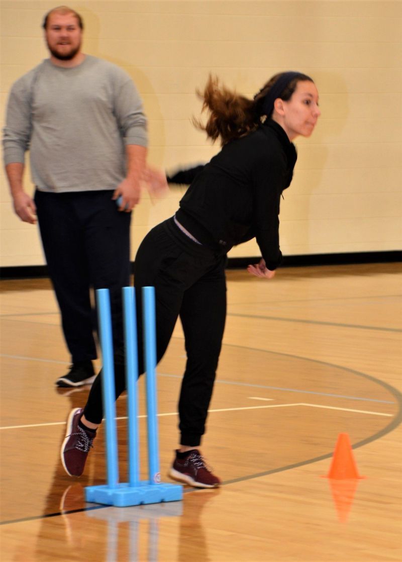 Trying Bowling skill - Photo by Balbir Singh