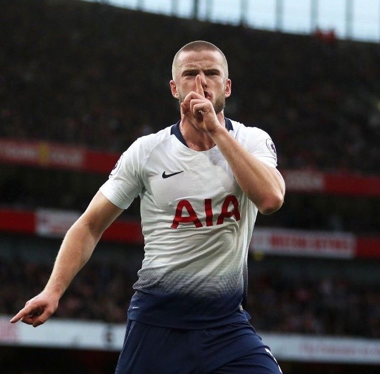 Eric Dier shushes the Emirates crowd after scoring Tottenham&#039;s first goal of the ga