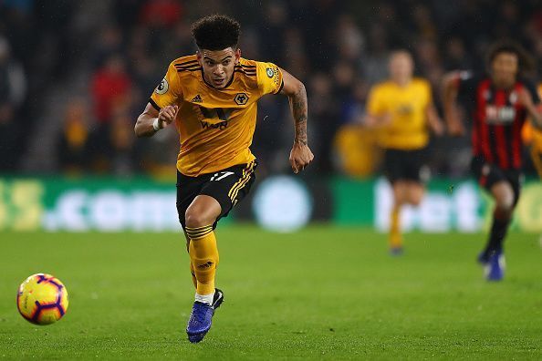 Rising teenage star Morgan Gibbs-White in action against Bournemouth