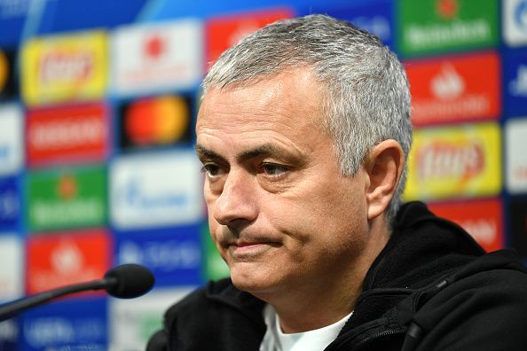 Jose Mourinho in a press conference during his time at Manchester United